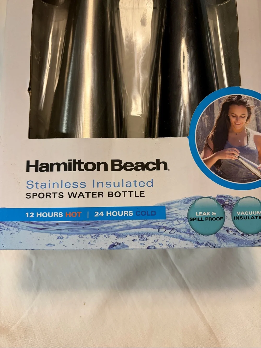 Hamilton Beach Stainless Insulated Sports Water Bottles - Silver & Black